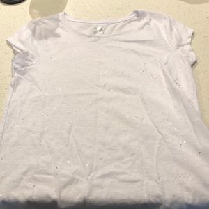 Never worn! Girls size 14 white t-shirt/sparkles